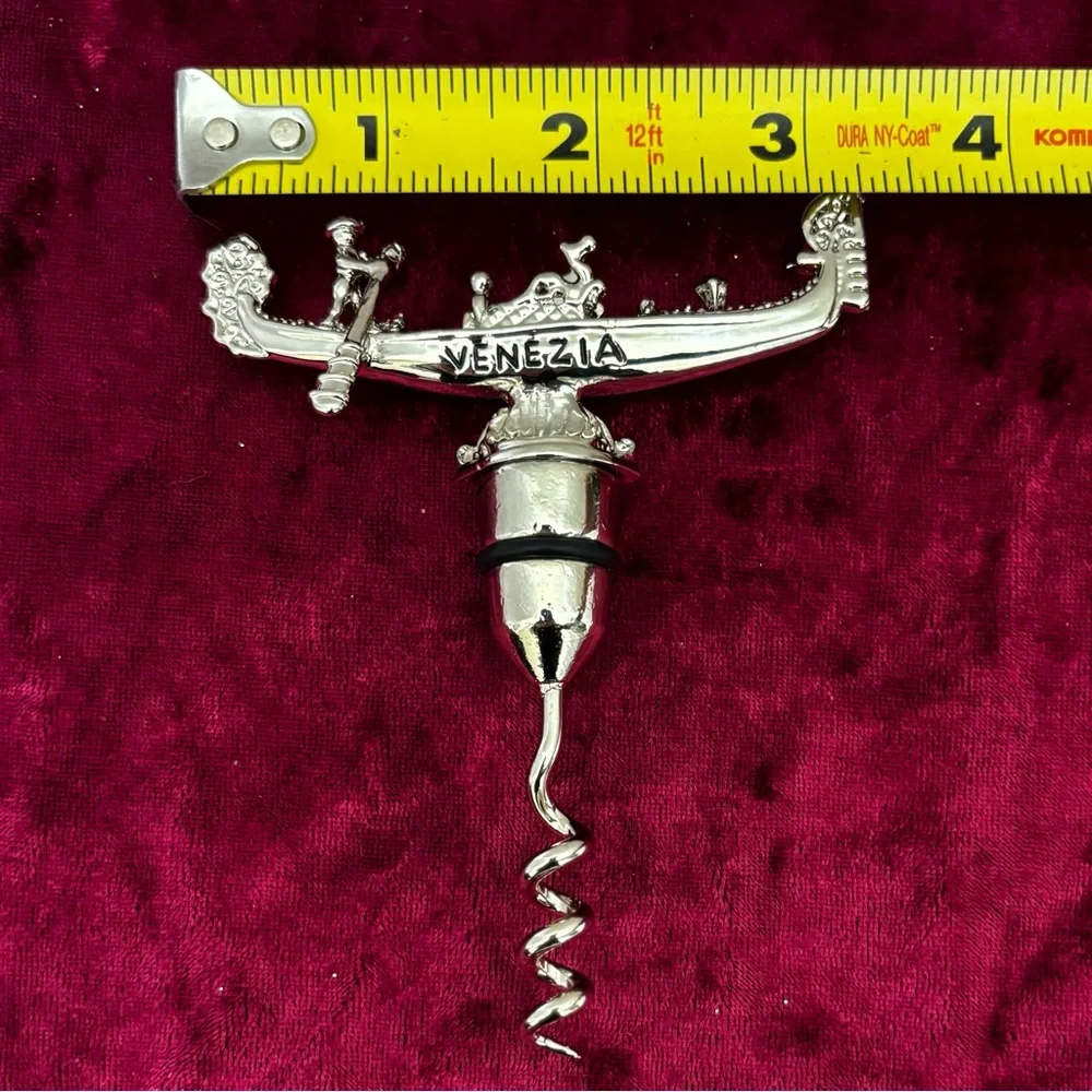 Vintage Silver Metal VENICE VENEZIA Italy Gondola Corkscrew Wine Opener Barware